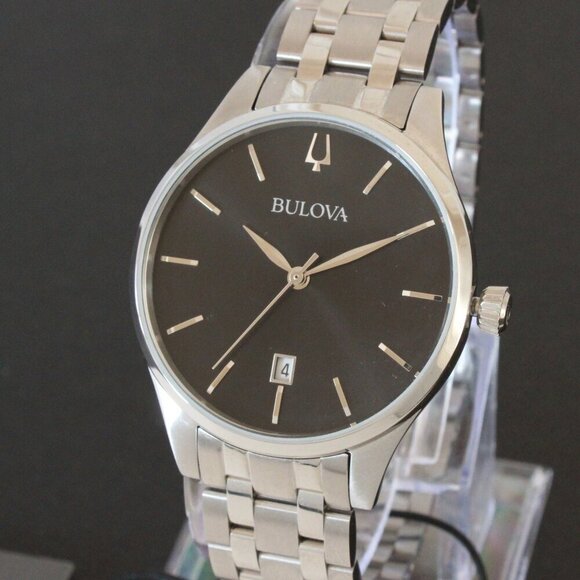 Bulova Ladies Classic Quartz Watch Black Dial Stainless Case Bracelet 36mm - Picture 1 of 11